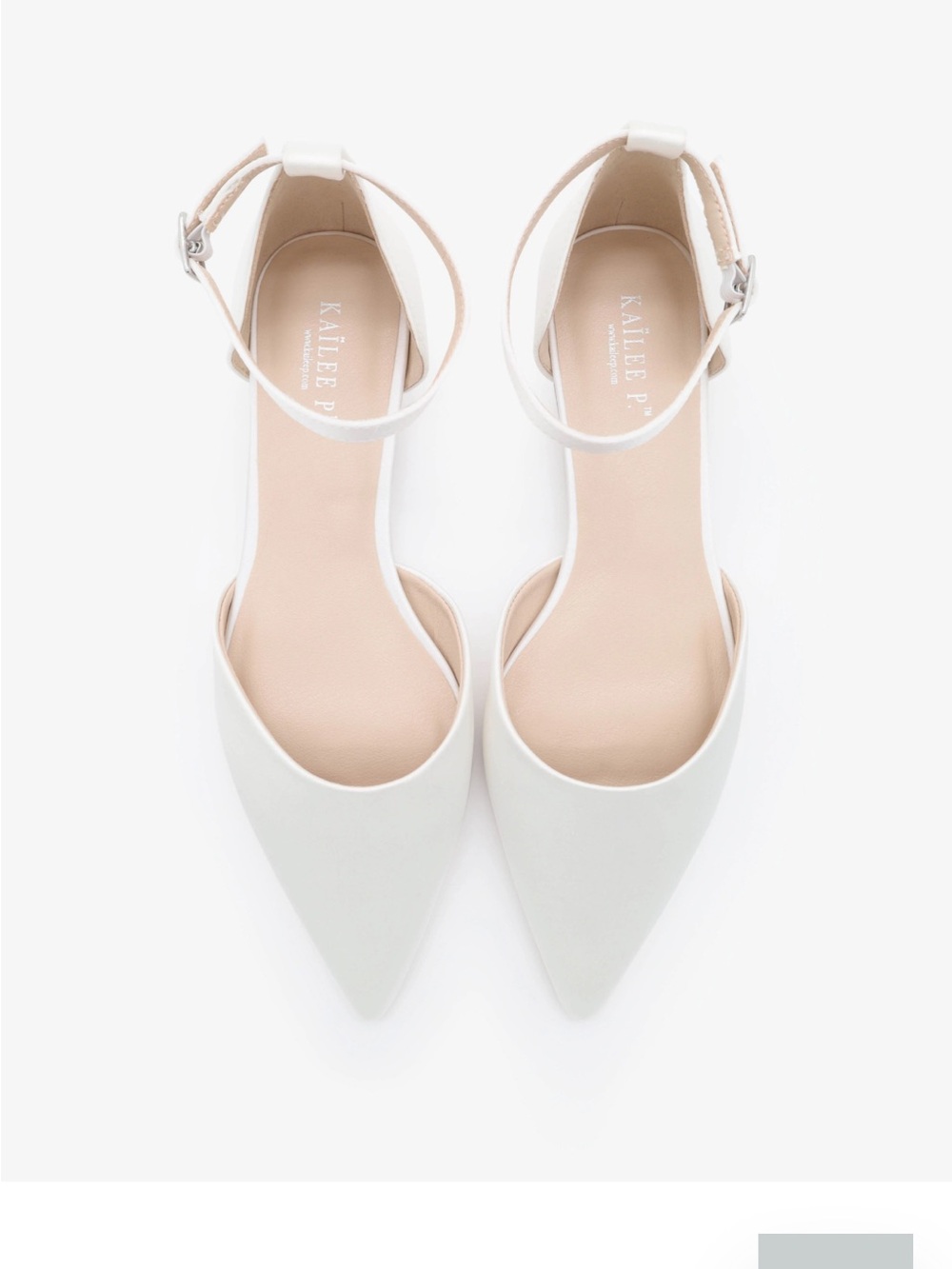 Kailee & Co. Women's Pointed Toe Ankle Strap Flats in Cream